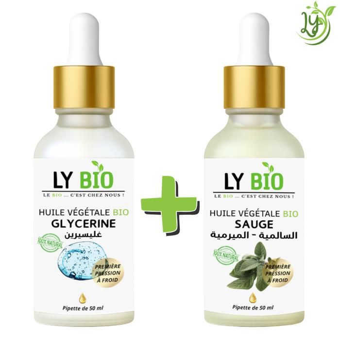 LYBIO PACK HUILE GLYCERINE 50ml - PIPETTE + HUILE SAUGE 50ML - PIPETTE
