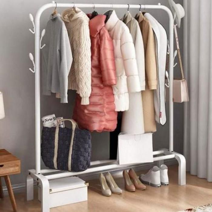 Porte-manteau Une Seul Cintre, Un Etages Avec crochets Pour Rangement Vêtements et Chaussures
