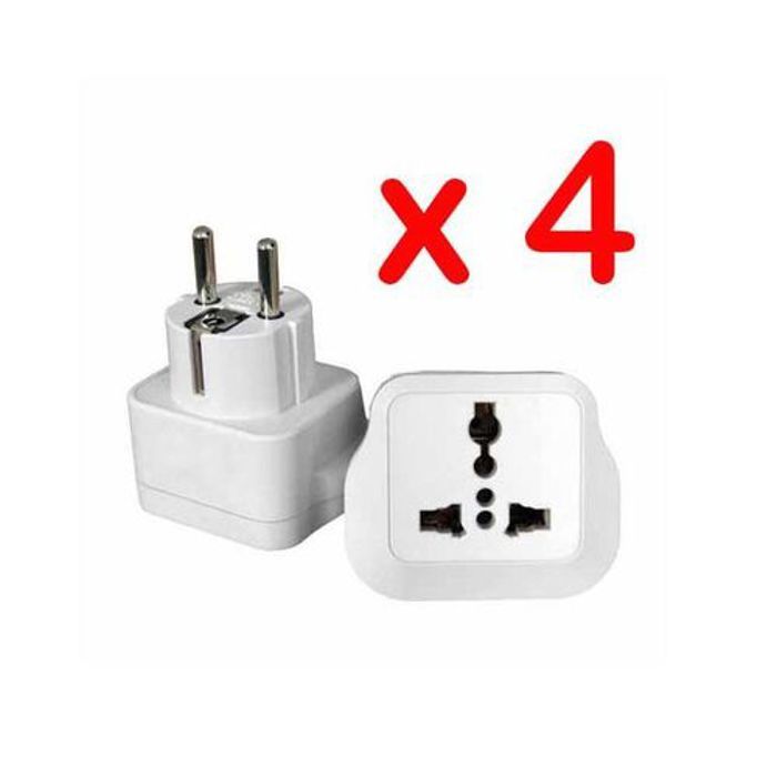Pack de 4 Pcs D'Adaptateur de prise, pour Connecter de nombreux types de prises