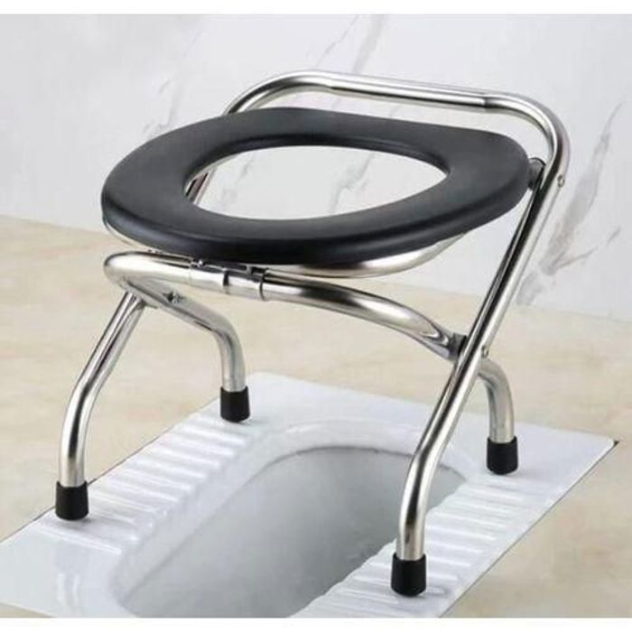 Chaise de toilette portable - Ergonomique - Pliable - Métal/acier - Antidérapant - Confortable