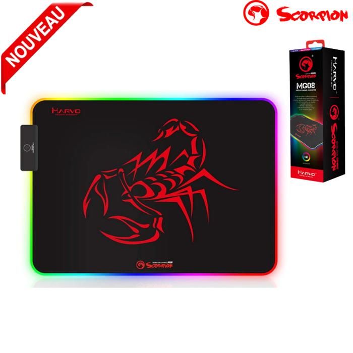 MARVO SCORPION MG08 TAPIS DE SOURIS GAMING MOYEN AVEC LED 350 x 250 x 3 mm RGB