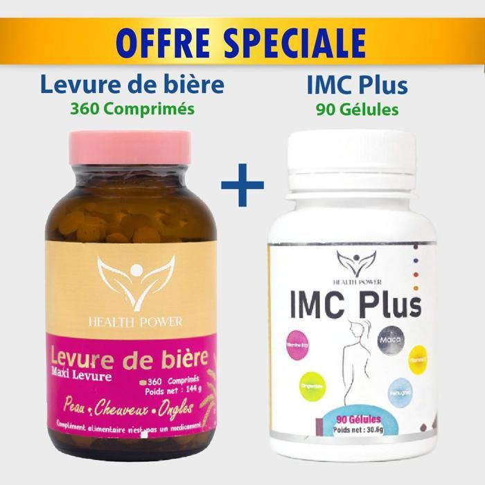 PACK = Levure de Bière 360 Comprimés 400mg + IMC Plus 90 Gélules