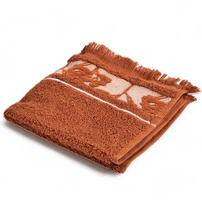 SERVIETTE MAIN JACQUARD FLORALIA BRIQUE 30X30 - 500 G