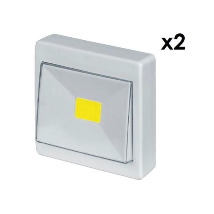 2 PCS Veilleuse /Cob lumineux alimenté par batterie Interrupteur lumière de Nuit