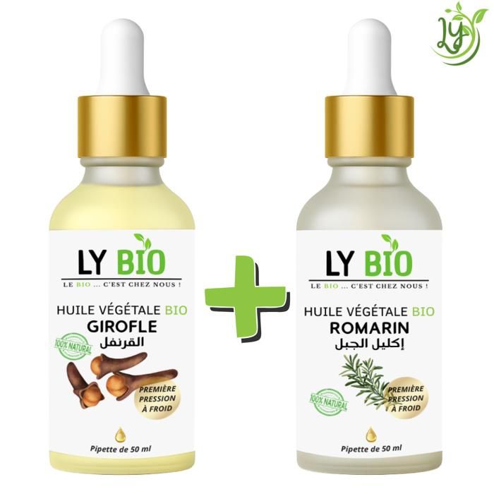 LYBIO PACK HUILE GIROFLE 50ML - PIPETTE + HUILE ROMARIN 50ML - PIPETTE