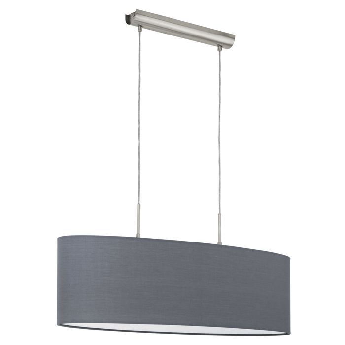 Suspension PASTERI E27 2X60W en acier nickel mat 750x220x1100mm