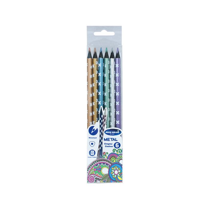 Boite de 6 Crayons De Couleur Metal Mash Malow