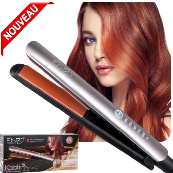 Lisseur Cheveux Soin Kératine & Huile d'amande Protect Température 980F Fer à lisser Céramique