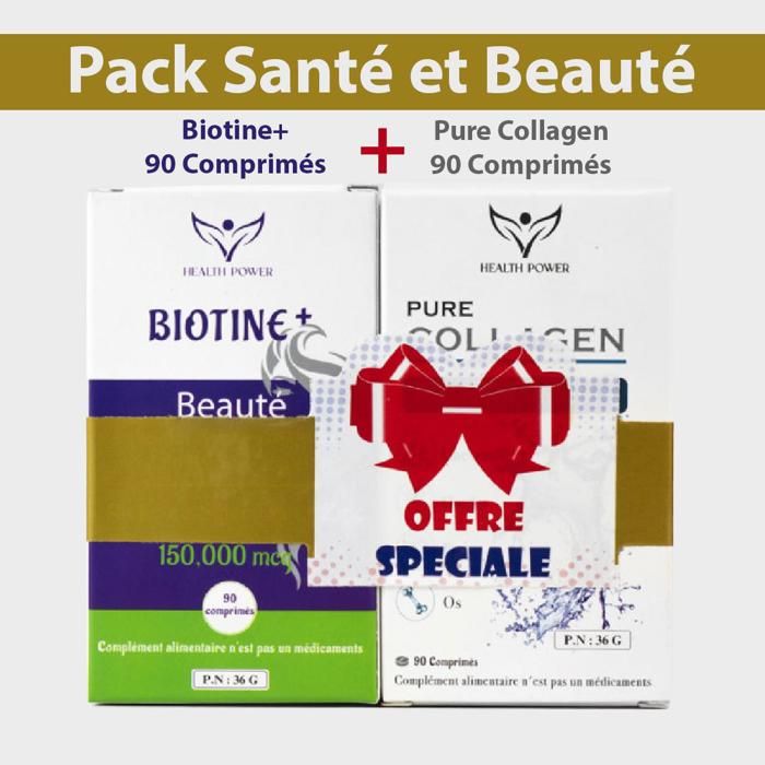 Pack Santé et Beauté : Biotine+ 150mcg 90 Comprimés + Pure Collagen 250mg 90 Comprimés