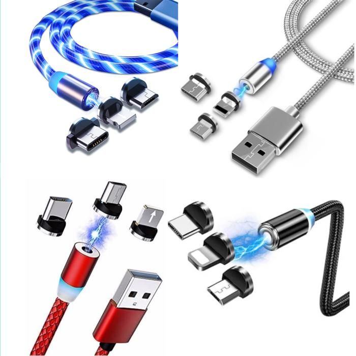câble magnétique Micro usb // Type C // iphone Or(Couleur aléatoire)