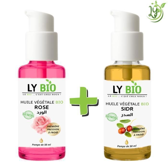 Pack d'huiles - LYBIO - HUILE ROSE 50ml - HUILE SIDR 50ml - Hydratant - Nourrissant - Mixte