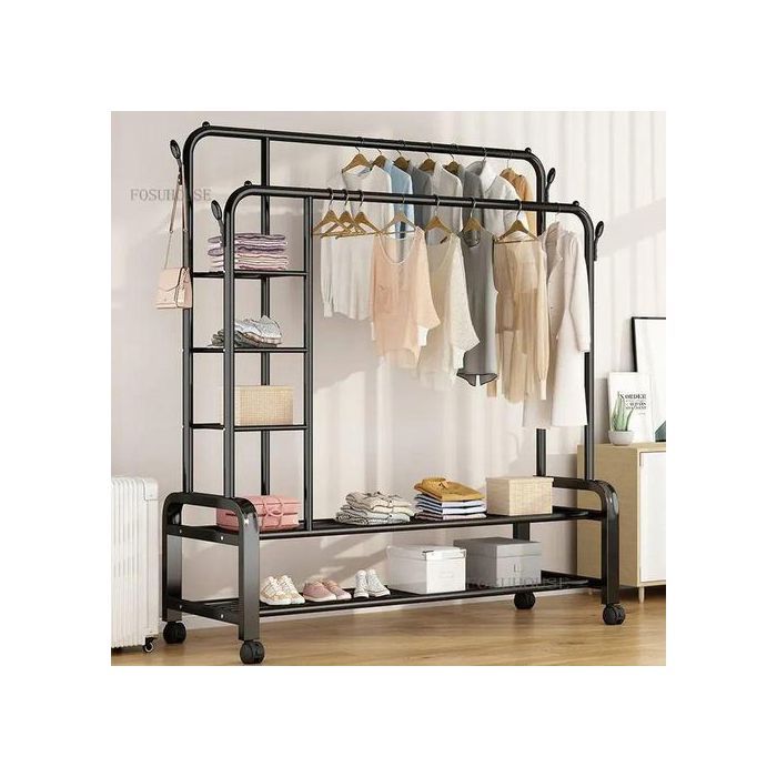 Portant Penderie à vêtements Tringle Meuble Porte-Manteau Etagère 68KG