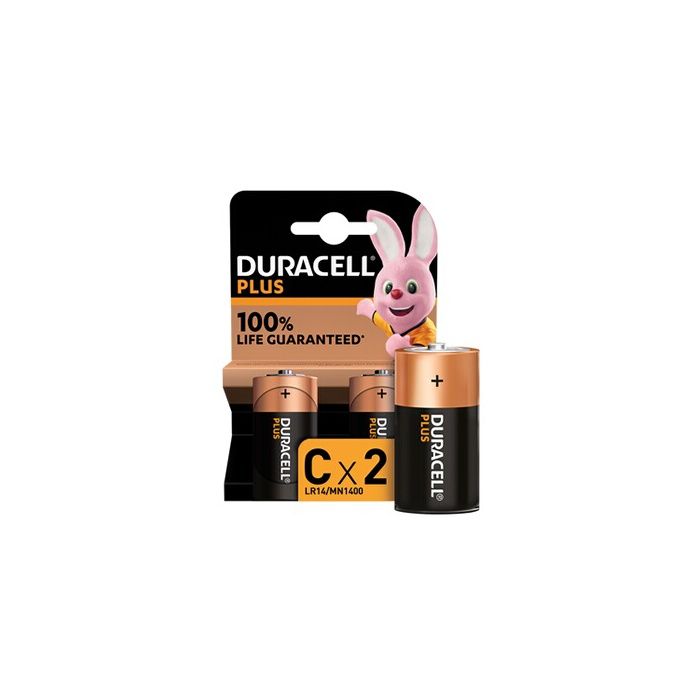 Piles Duracell Pack de 2 piles alcalines C Duracell Plus, 1.5V LR14