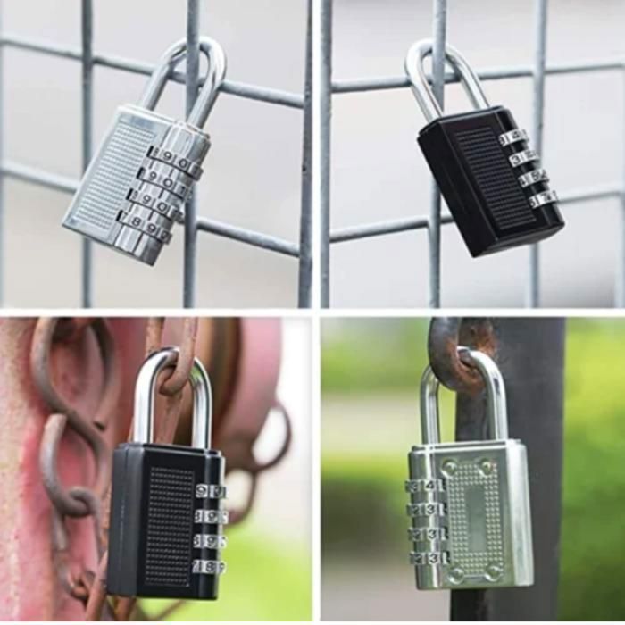 Cadenas résistant aux intempéries à code noir 4 chiffres (Couleur aléatoire)