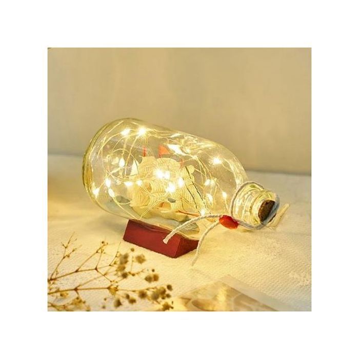 Bouteille de dérive en verre du soleil de Pirates des Caraïbes, avec guirlande lumineuse