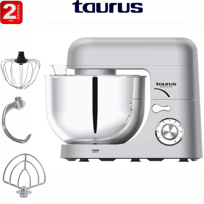 Robot pétrin multifonctions Mixing chef 6 Vitesses Solide 1000W-2ans de garantie