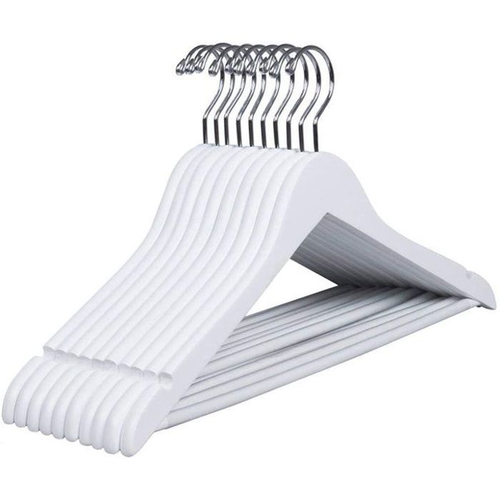 Lot de 9 Cintres en plastique Blancs , Robustes et Lisses,