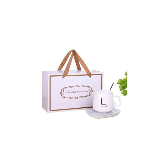 Tasse à Café Chauffante Automatique en Céramique Pack Complet (Blanc)