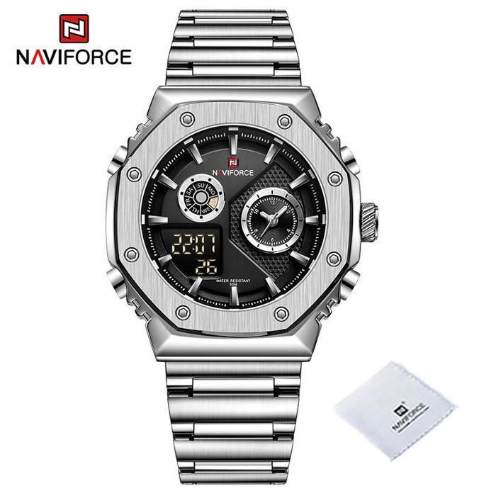NAVIFORCE NF9216S NOUVEAU STYLE À LA MODE DIAL TEMPS Affichage LCD Digital Quartz Quartz Lumineux Résistant à l'eau MAN
