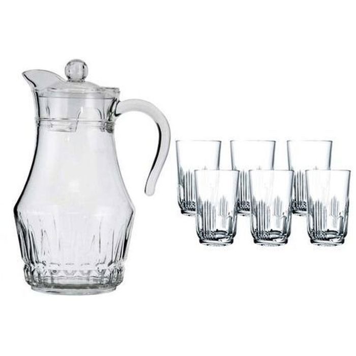 Ensemble Carafe & Verre Carafe 1.8 L + Lot de 6 Verres-270 ml Made In France