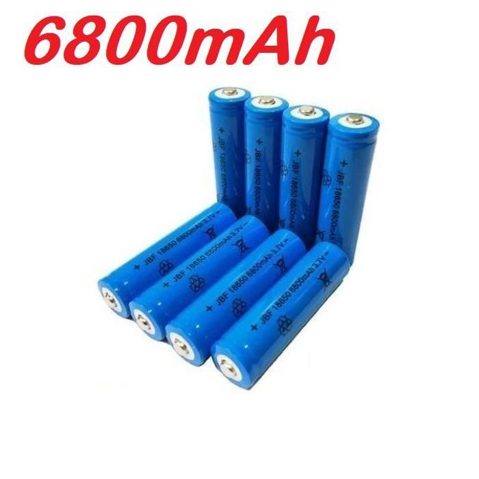 8 batteries rechargeables 3.7V 18650 Li-ion, puissance 6800 mAh