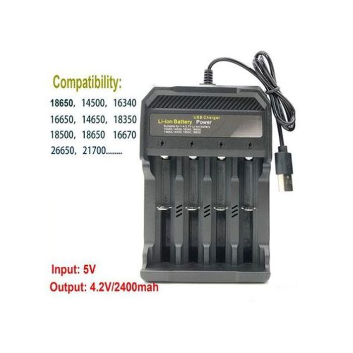 Chargeur De Batterie Avec 4 Emplacements, Au Lithium - Chargeur Usb