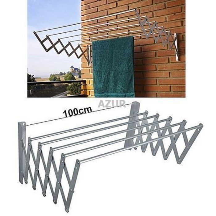 Étendoir extensible - Aluminium - 5 Barres - Argent - 80x13x26cm - Accessoires d'entretien