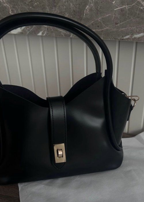 Sac à main - Similicuir - Noir - Bandoulière réglable - Design moderne - Fermoir doré
