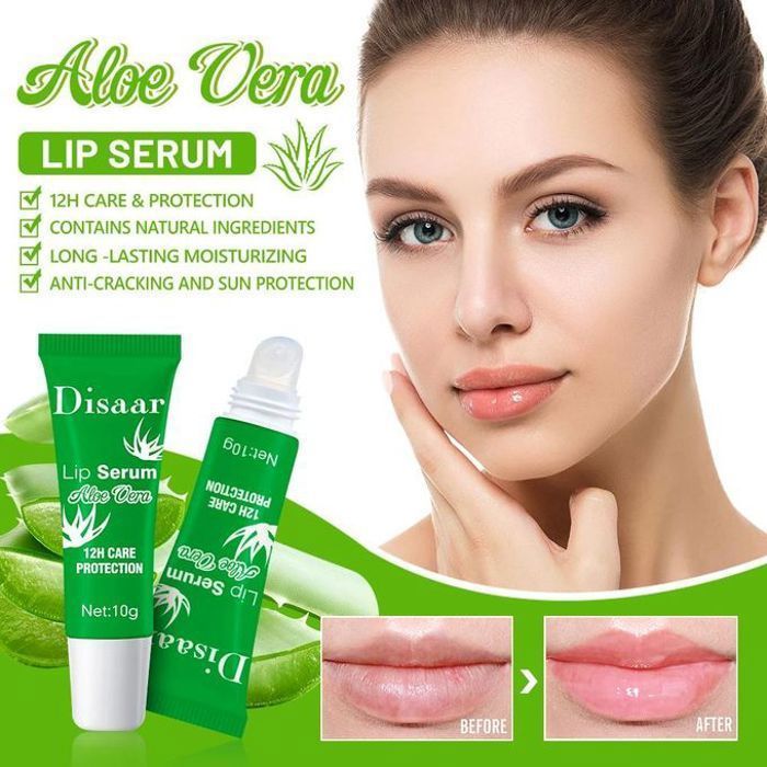 Disaar Sérum à lèvres à l'huile d'aloe vera et jojoba, hydratant longue durée, éclaircissant, Anti-gerçures