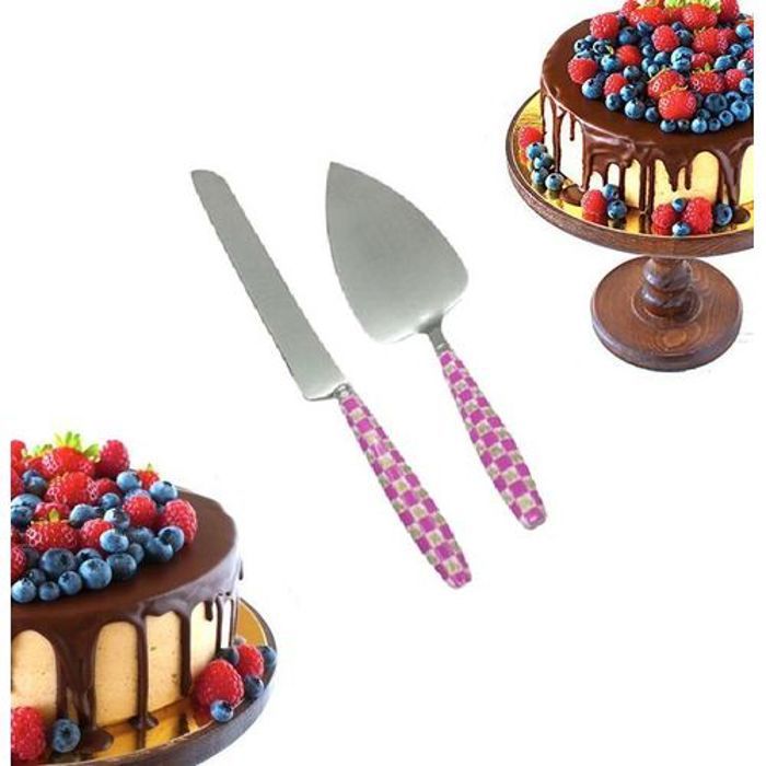 Set de Couteau et Spatule à gâteau, Lame en acier inoxydable, Durable & élégant