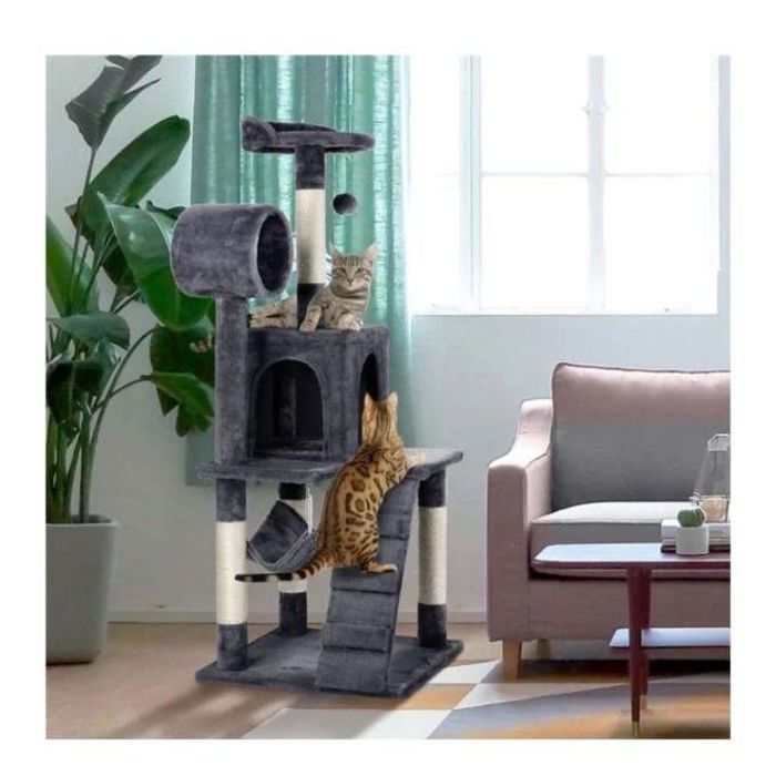 Arbre à chat - Greffier - 1.20m - Matériaux écologiques - Poteaux en sisal naturel - Doux au toucher