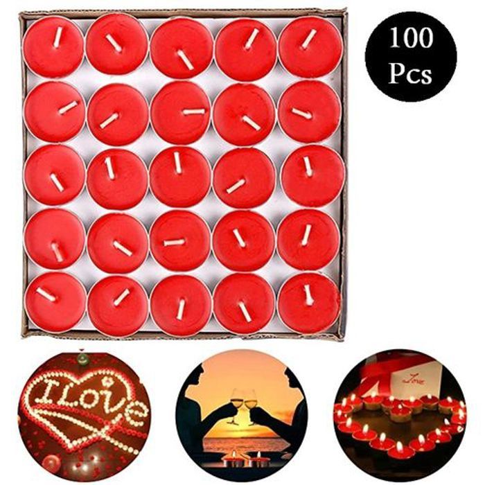 Bougies - Non spécifié - Tea lights - Rouge - Pack de 100 - Parfum citron