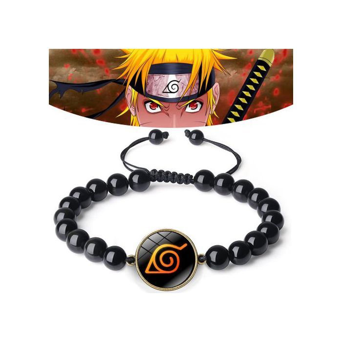 Bracelet en perles élégant naruto logo konoha anime manga