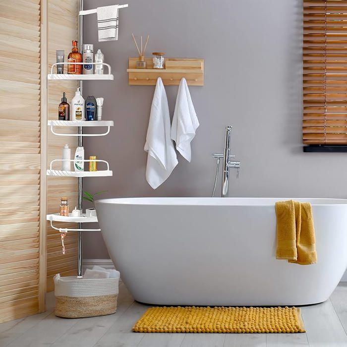 Étagère de Salle de Bain - GENERIC - 4 Niveaux - Acier Inoxydable - Réglable - Porte Serviette Intégré