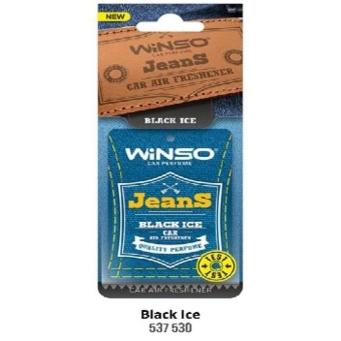 Parfum auto - WINSO - JEANS CARD BLACK ICE - Élimine les odeurs - Design élégant - Parfum en cellulose