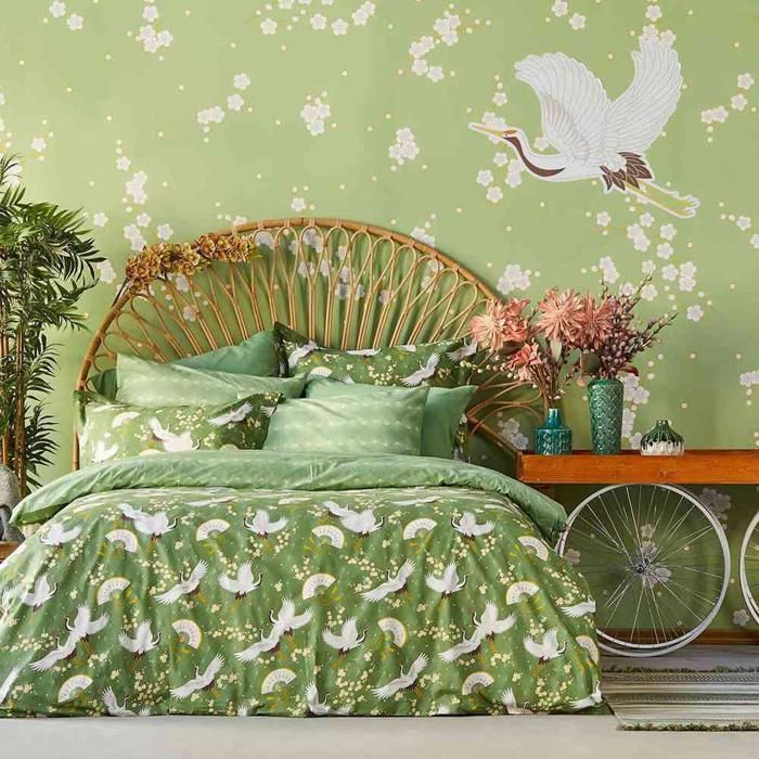 Parure de lit - BELLA MAISON - Jazmin - 100% coton - Super King - Vert 260x240 cm