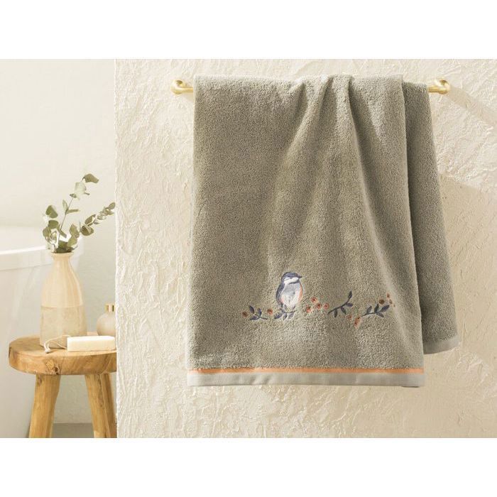 Serviette Invité - Mésanges - Vert Amande - 30 x 50 cm - 100% coton - 600g/m²
