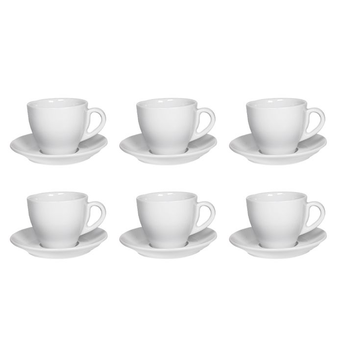 Pack de 6 tasses a cafe au lait avec soucoupes - ceramique