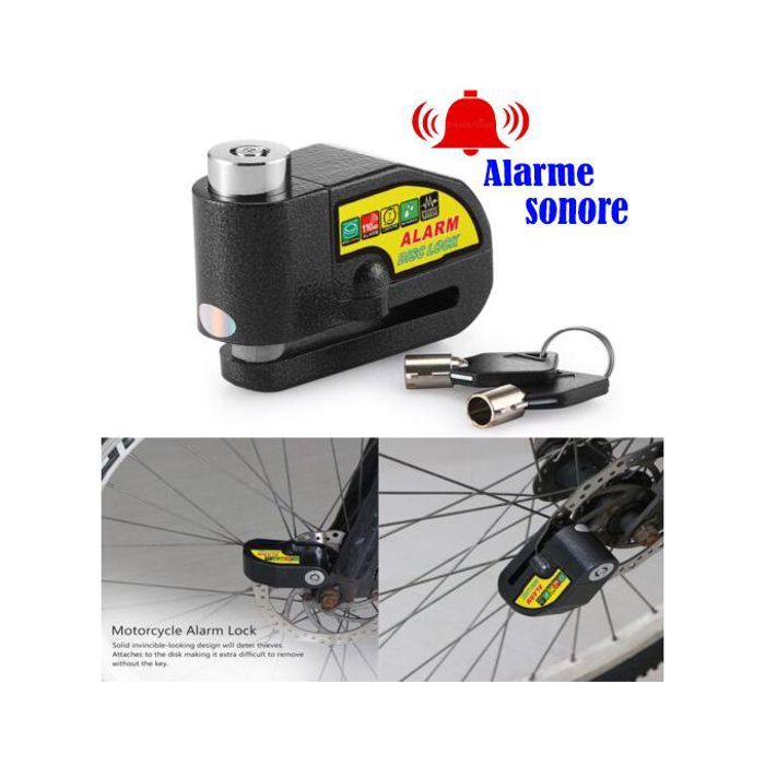 Serrure d'alarme de moto étanche serrure de vélo de sécurité antivol alarme fort