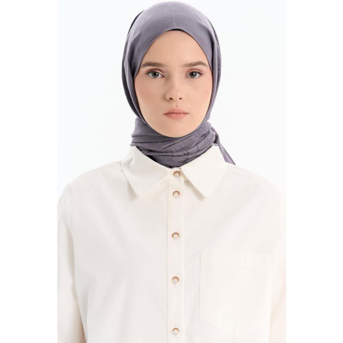 Châle à motifs - Gris foncé - 73 x 198 cm - 57% Lyocell - 43% Coton - Chic