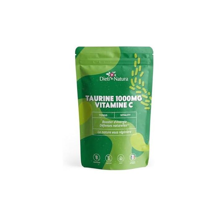 Taurine 1000mg et Vitamine C - Anti-Fatigue - Energie Booster - 120 gélules