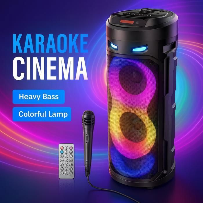 Haut parleur Bluetooth stéréo RGB batterie 1800 mAh avec microphone câble et télécommande / carte mémoire / USB / FM