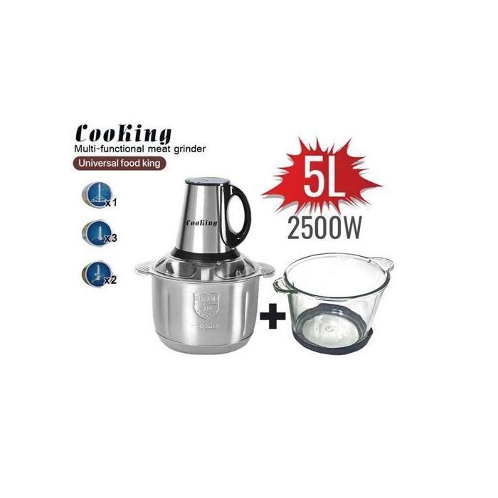 Cooking Hachoir Electrique en acier Inoxydable C8883 avec 2 Bols 5L/2500W
