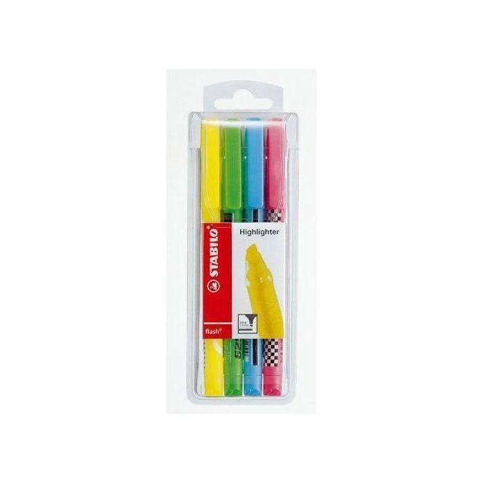 Surligneur - Stabilo - Flash - Pack de 4 - Couleurs assorties - Mixte - Adulte