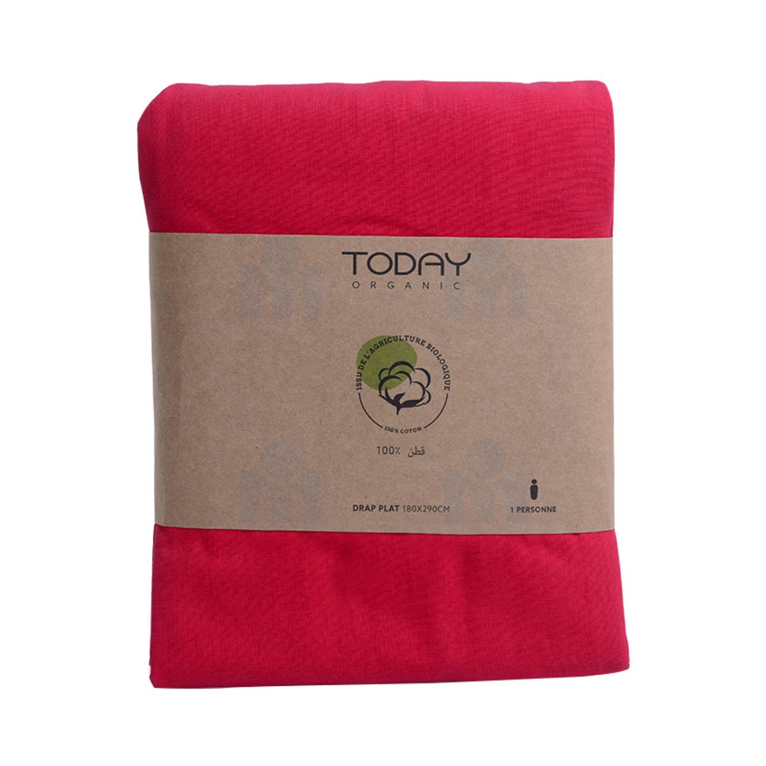 Drap plat coton bio 57 fils 180x290 mastic x1 pièce - TODAY