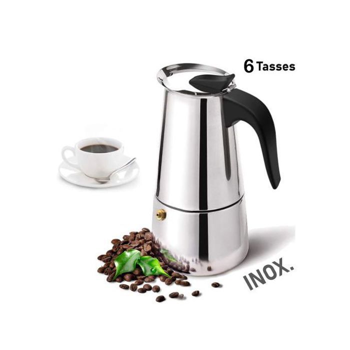 Cafetière espresso 6 tasses en acier inoxydable, cafetière portable