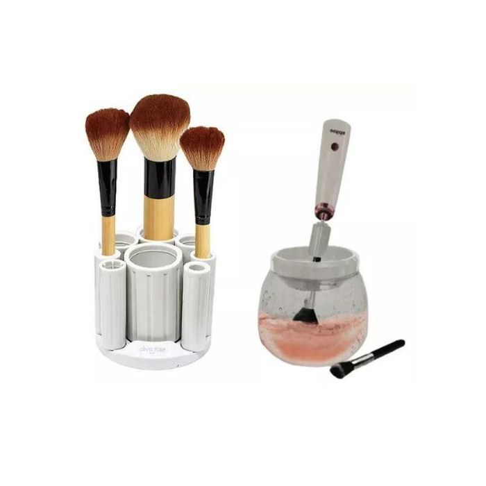 Nettoyeur et séchoir pour pinceaux de maquillage électriques 2 en 1