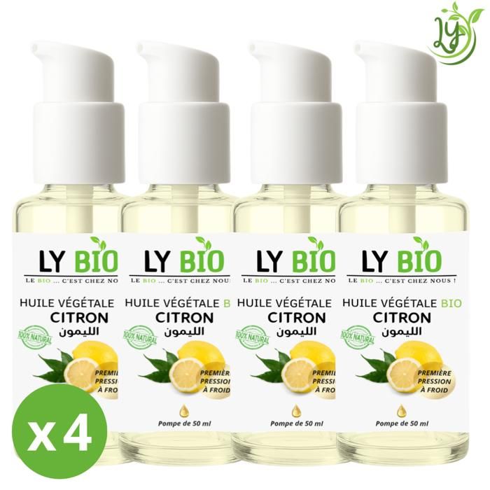 Huile Végétale Capillaire - LYBIO - Citron - 50ml - Lot de 4 - Hydratant