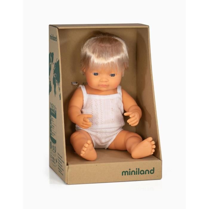 Miniland - Poupée européen Garçon 38 cm - Jeux Educatifs - Jeu d'imitation