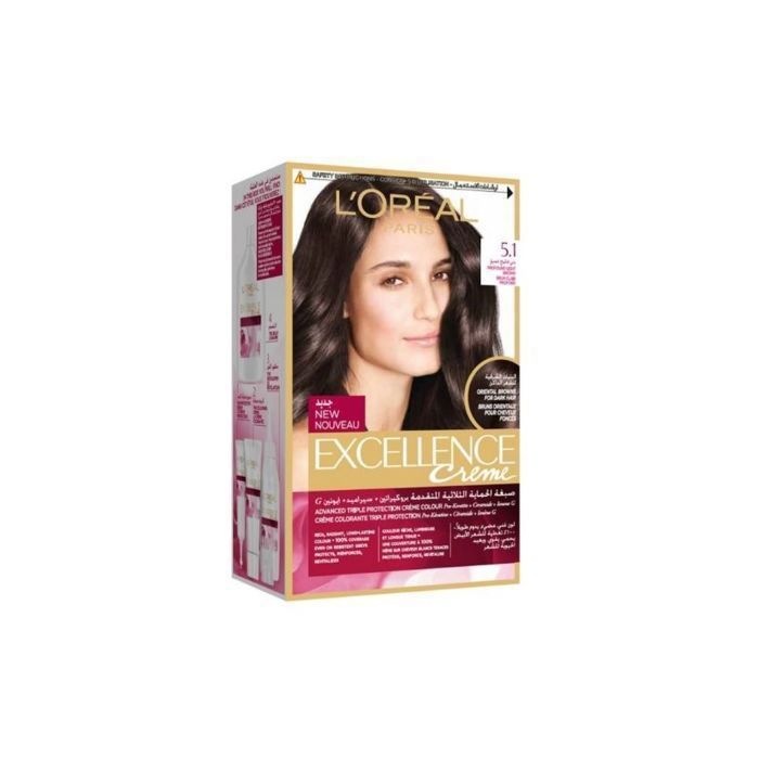 Crème Coloration Permanente - L'Oréal Paris - Excellence 5.1 - Blond Foncé - Triple Soin - Non Gras
